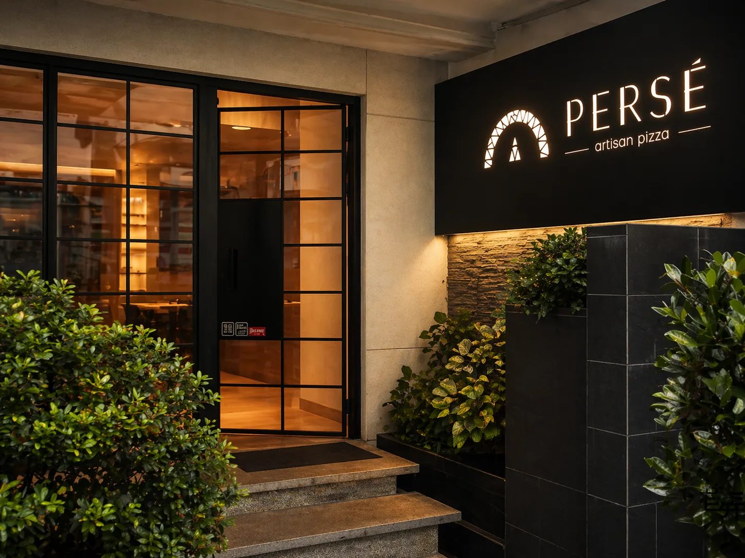 Pizza Persé storefront on Dunhua South Road, Da'an, Taipei — Northern-Italian restaurant
